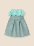 Dusty Blue Suede Gown with Mint Rosette Bodice, 18 Inch Doll Outfit— The Marilyn