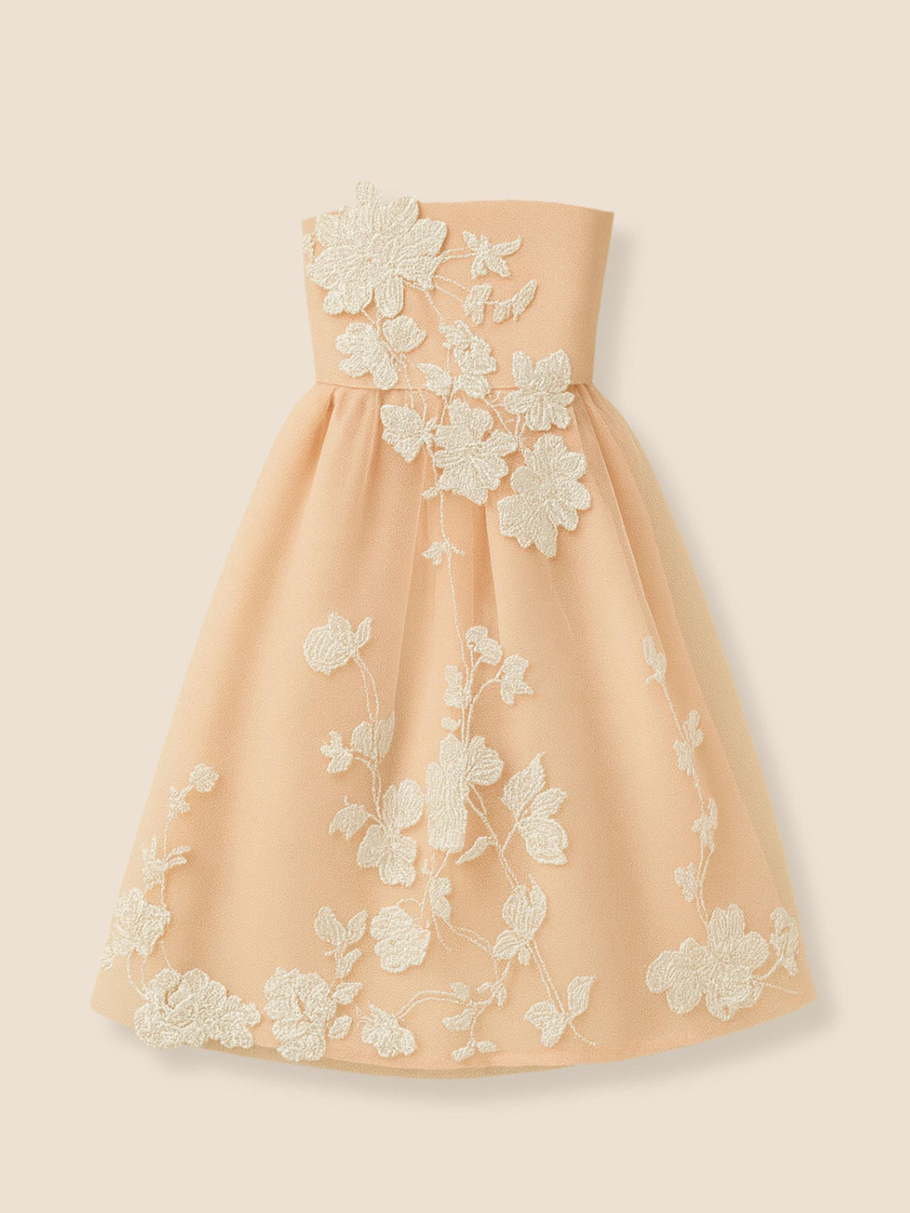 Blush Pink Gown with White Floral Lace Embroidery, 18 Inch Doll Outfit— The Sofia