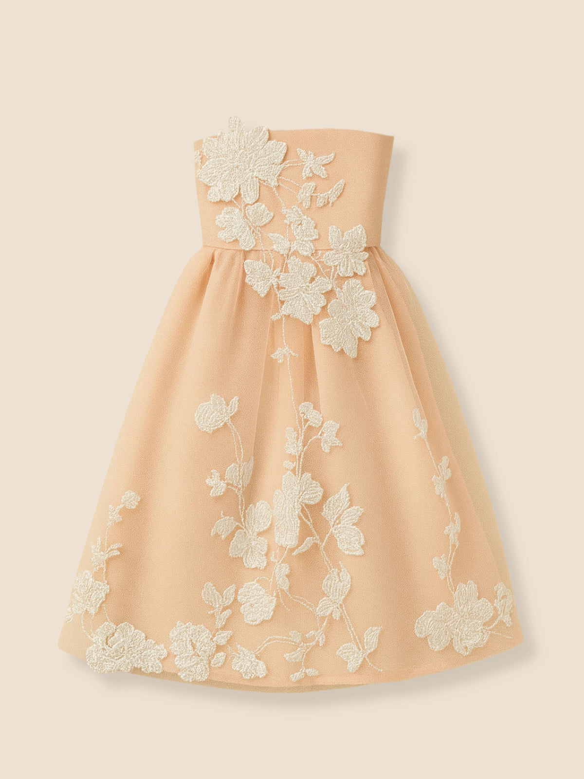 Blush Pink Gown with White Floral Lace Embroidery, 18 Inch Doll Outfit— The Sofia