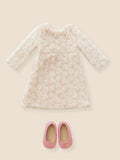 Blush Pink 3D Rosette Long-Sleeve Dress, 18 Inch Doll Outfit— The Grace