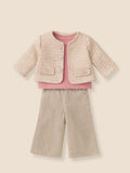 Pink Woven Tweed Jacket, Mauve Top & Beige Trousers, 18 Inch Doll Set— The Bonnie