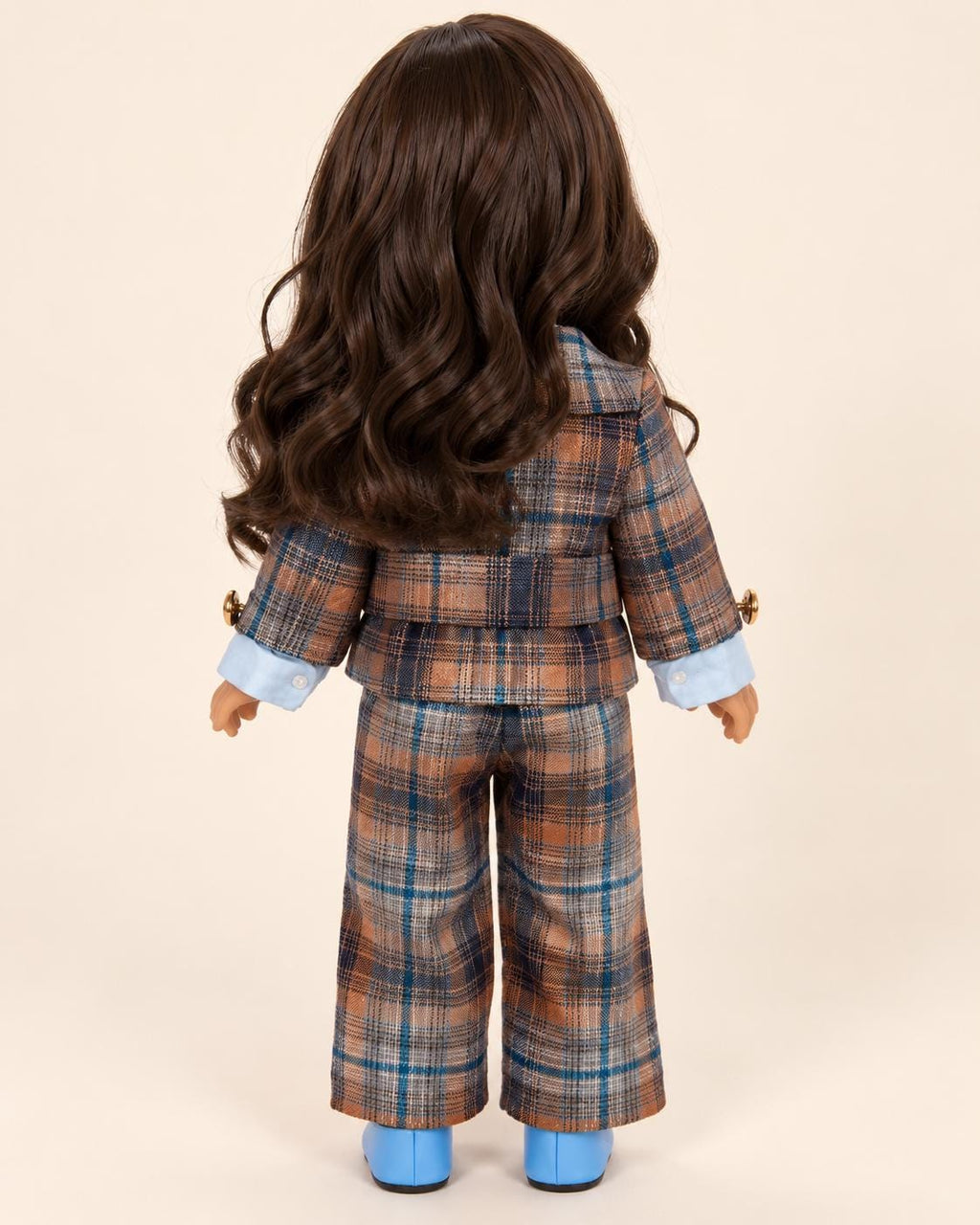 18 Inch Doll Outfit, Plaid Pantsuit with Blue Bow Tie – The Maple