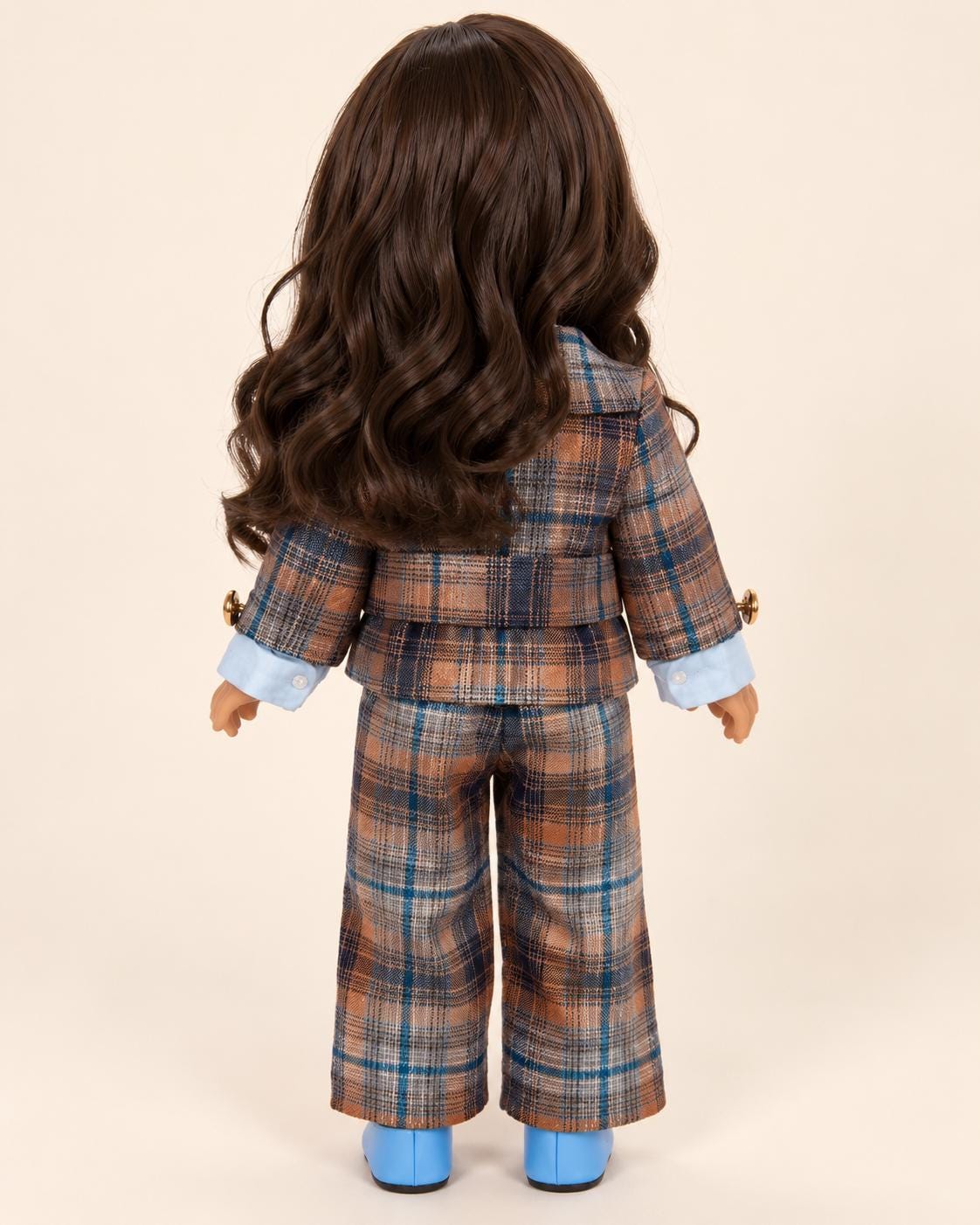 18 Inch Doll Outfit, Plaid Pantsuit with Blue Bow Tie – The Maple