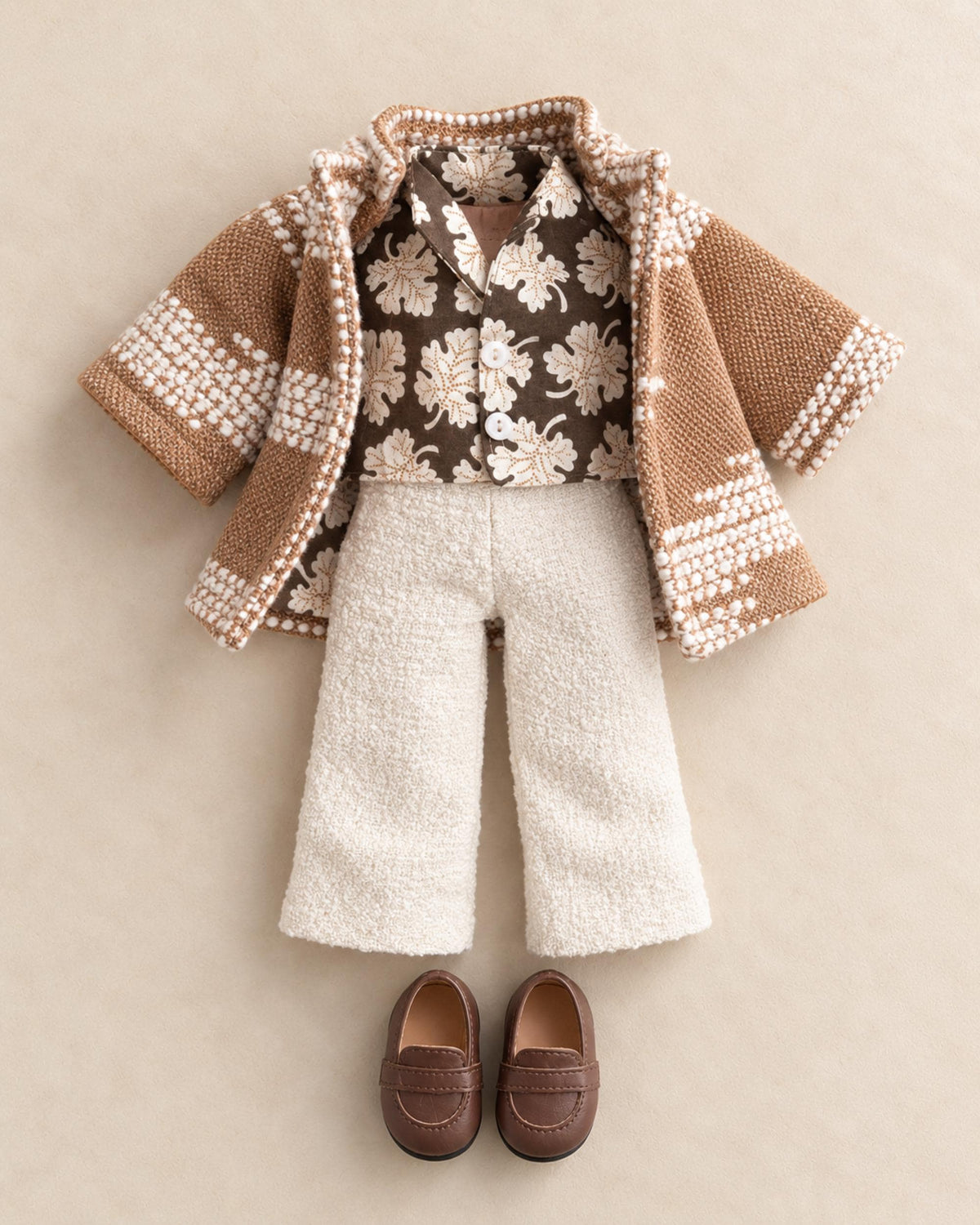 18 Inch Doll Outfit, Textured Knit Poncho Jacket and White Pants – The Juniper