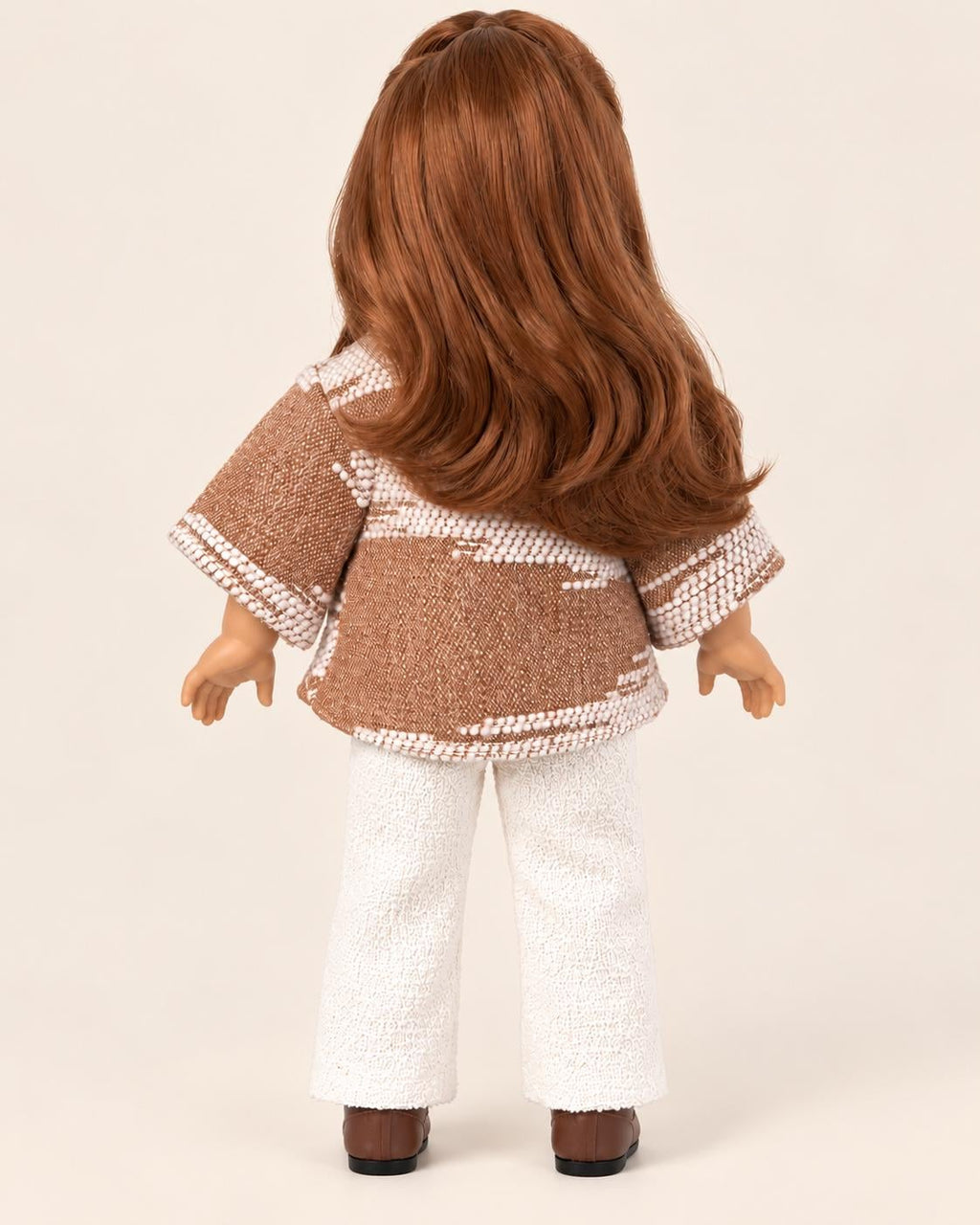 18 Inch Doll Outfit, Textured Knit Poncho Jacket and White Pants – The Juniper