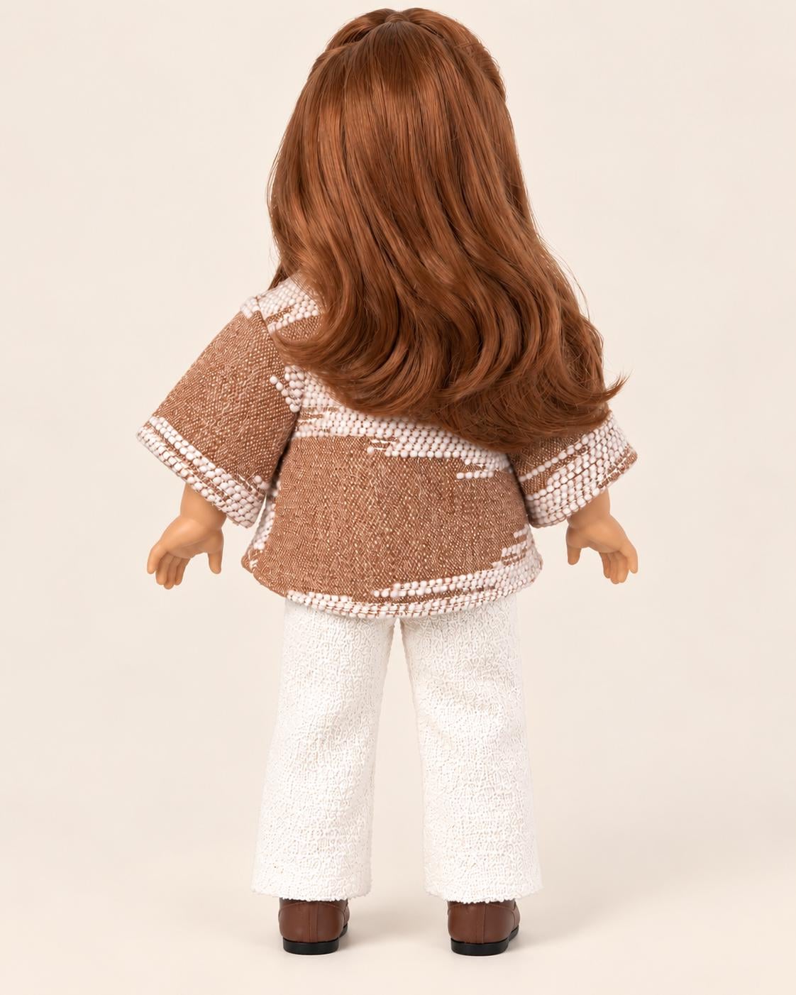 18 Inch Doll Outfit, Textured Knit Poncho Jacket and White Pants – The Juniper