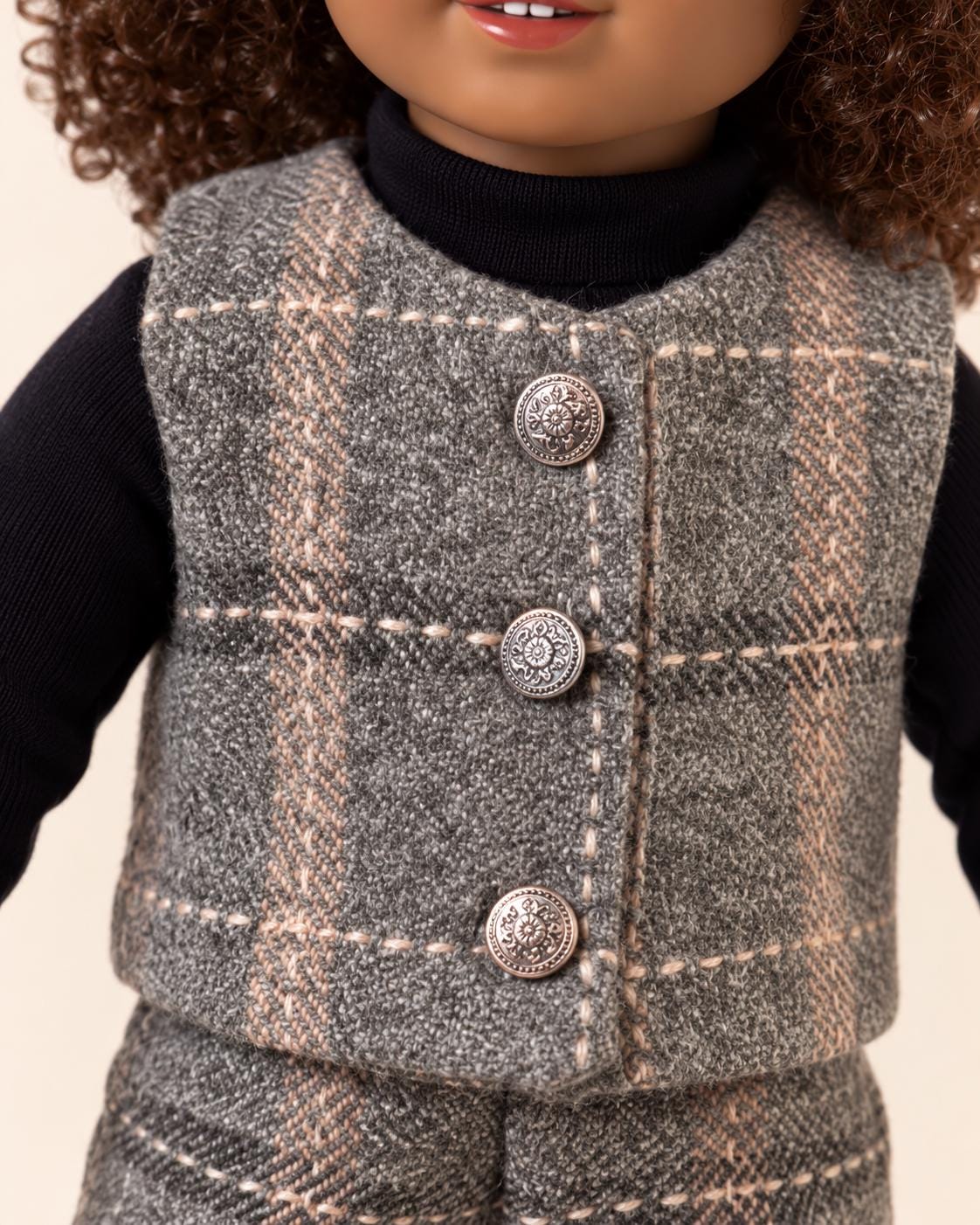 18 Inch Doll Outfit, Grey Plaid Tweed Vest and Trousers – The Brynn