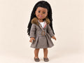 18 Inch Doll Outfit, Gray Tweed Trench Coat with Faux Fur Collar – The Gaia