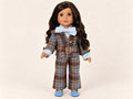 18 Inch Doll Outfit, Plaid Pantsuit with Blue Bow Tie – The Maple