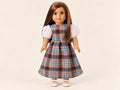 18 Inch Doll Outfit, Blue and Orange Plaid Puff Sleeve Dress – The Sybil