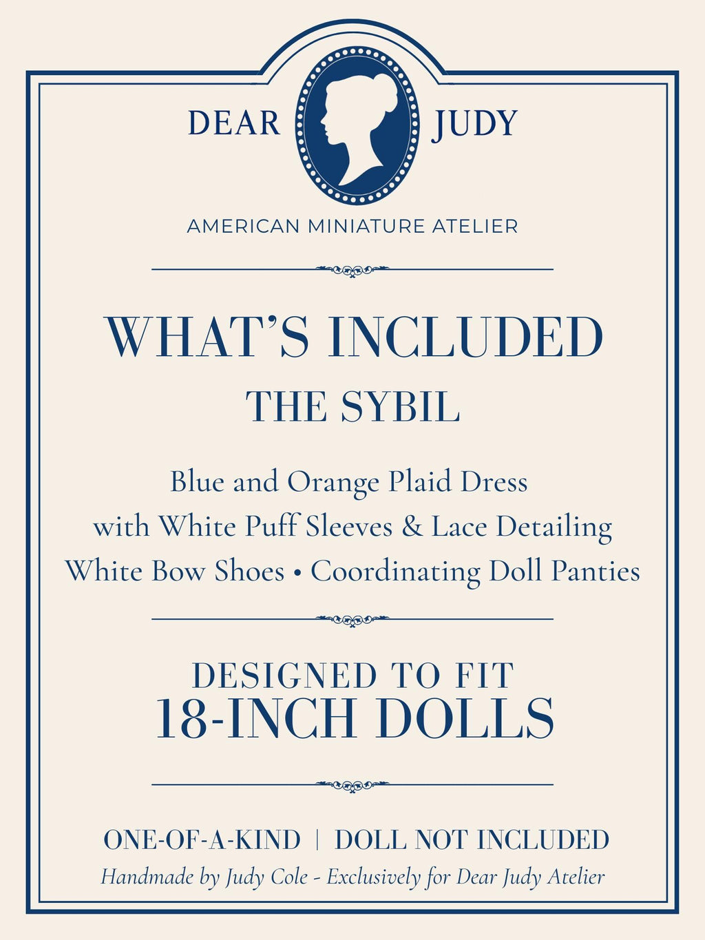 18 Inch Doll Outfit, Blue and Orange Plaid Puff Sleeve Dress – The Sybil