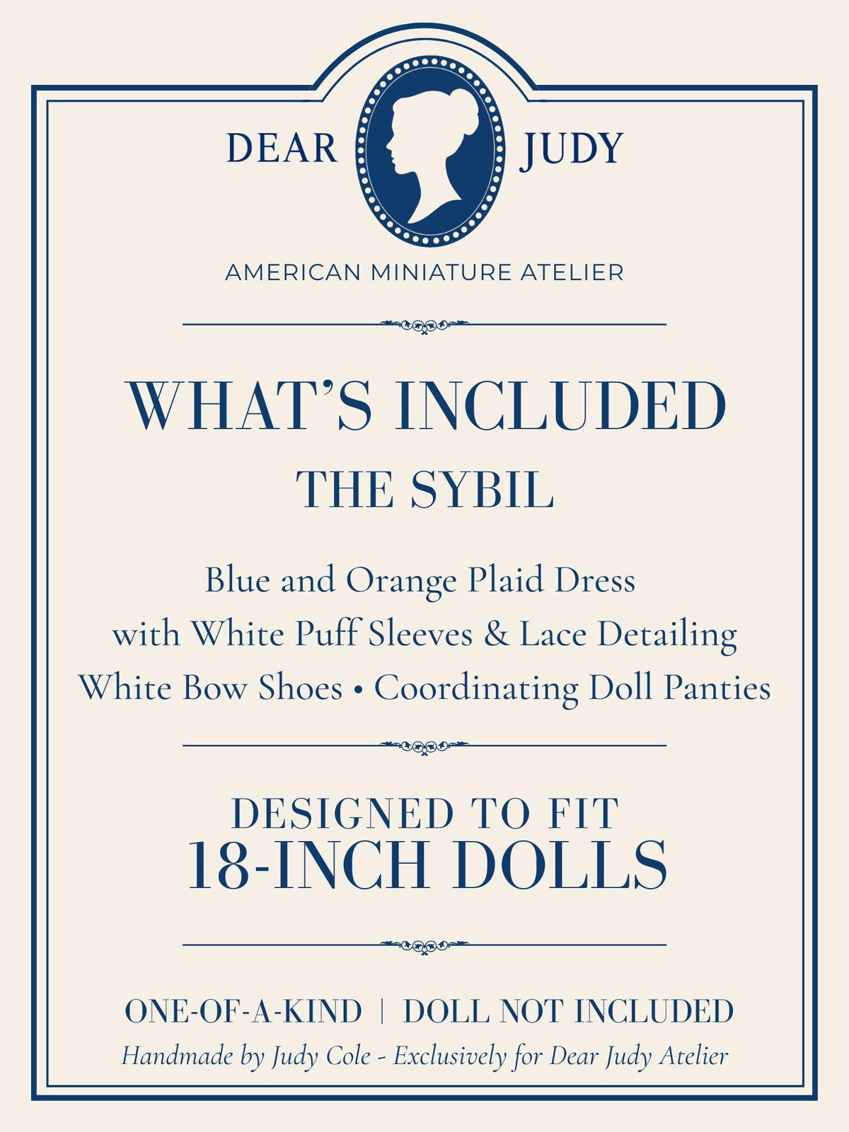 18 Inch Doll Outfit, Blue and Orange Plaid Puff Sleeve Dress – The Sybil