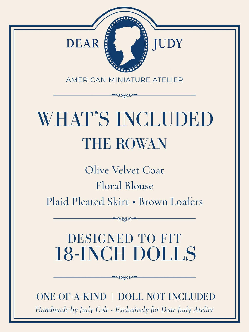 18 Inch Doll Outfit, Olive Velvet Coat and Plaid Skirt – The Rowan