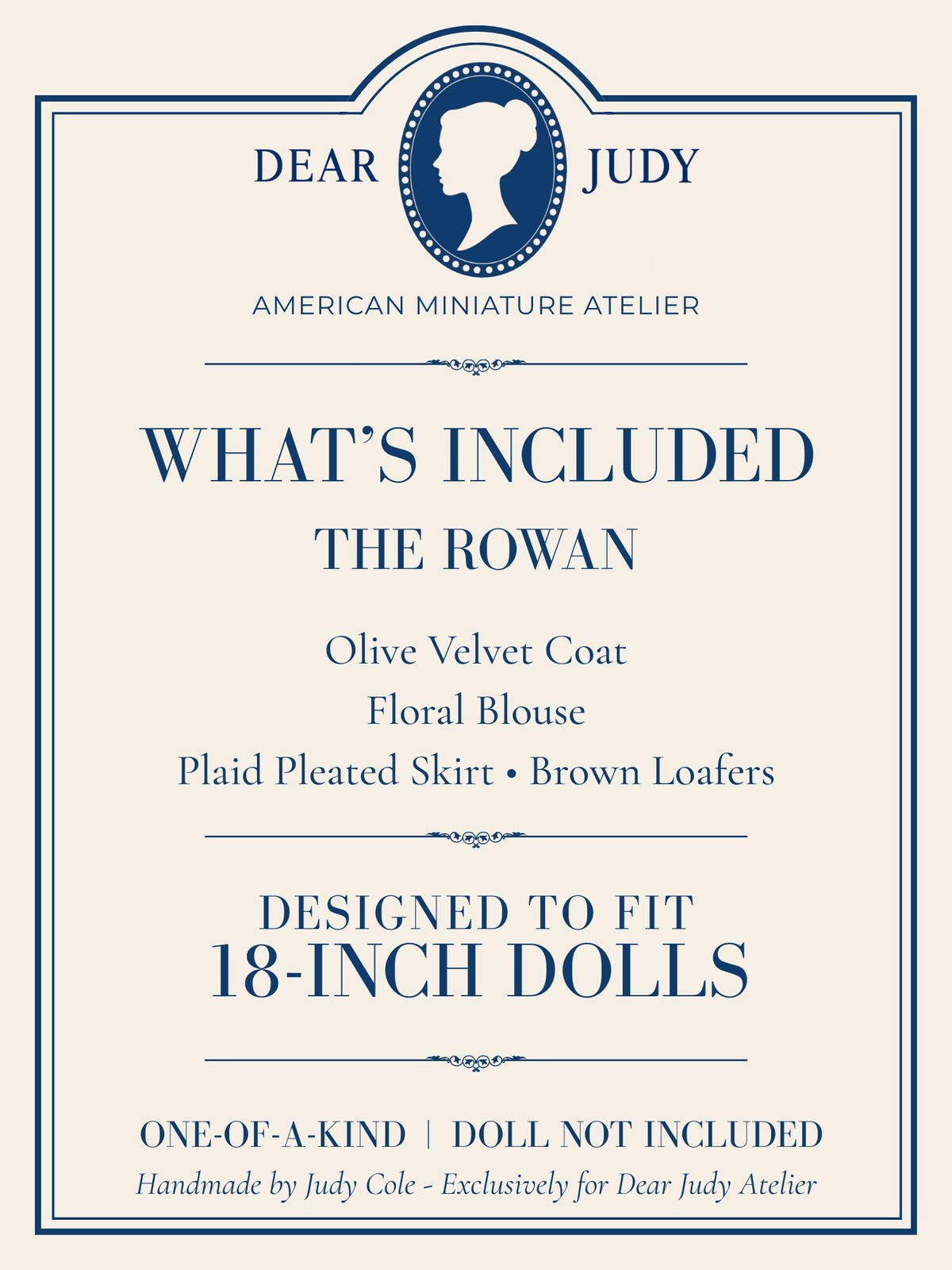 18 Inch Doll Outfit, Olive Velvet Coat and Plaid Skirt – The Rowan