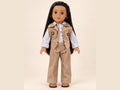 18 Inch Doll Outfit, Tan Suede Vest and Plaid Shirt – The Marigold