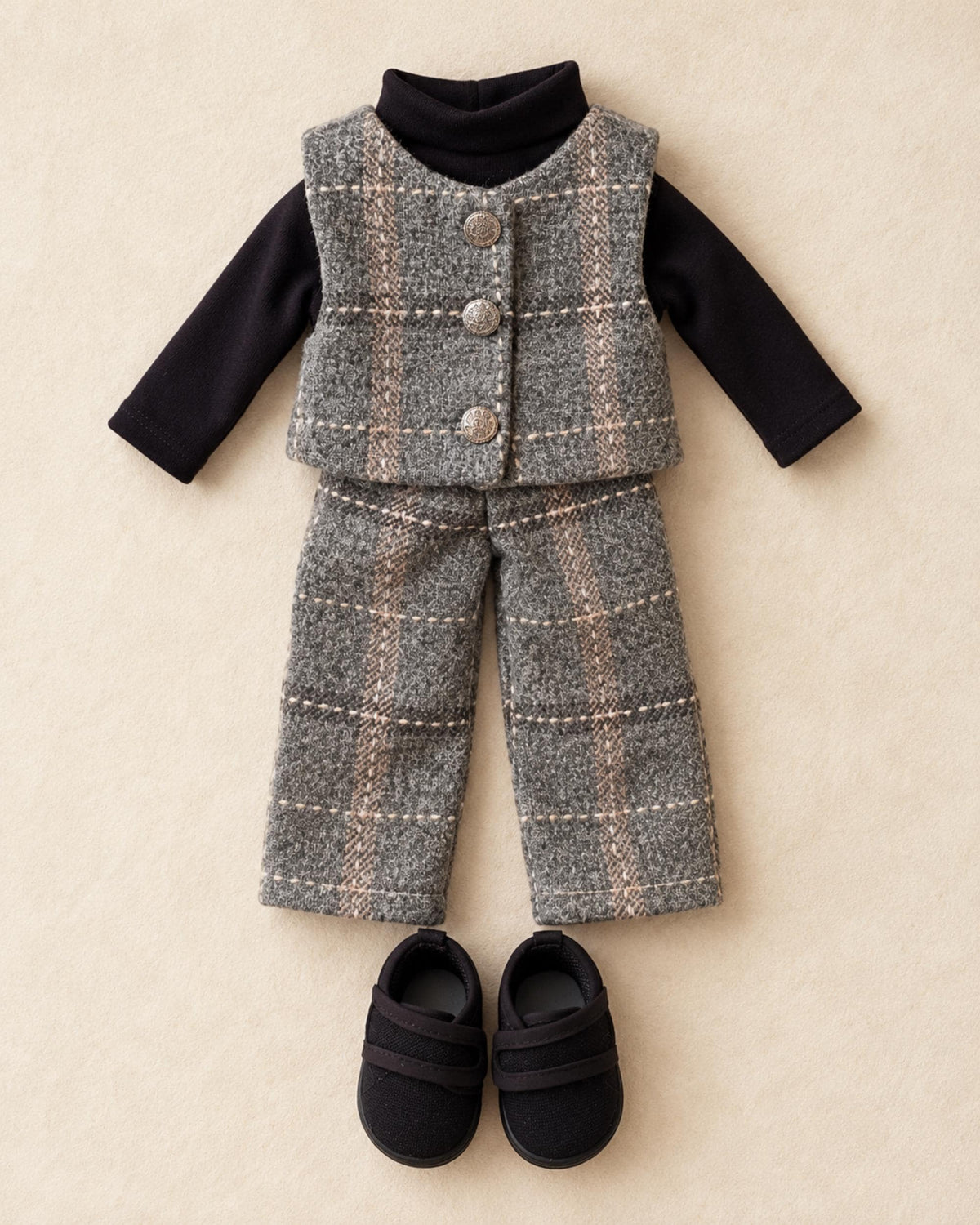 18 Inch Doll Outfit, Grey Plaid Tweed Vest and Trousers – The Brynn