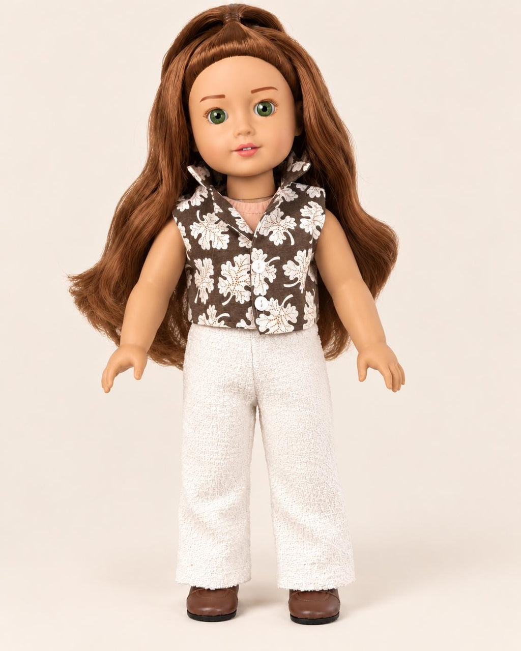 18 Inch Doll Outfit, Textured Knit Poncho Jacket and White Pants – The Juniper