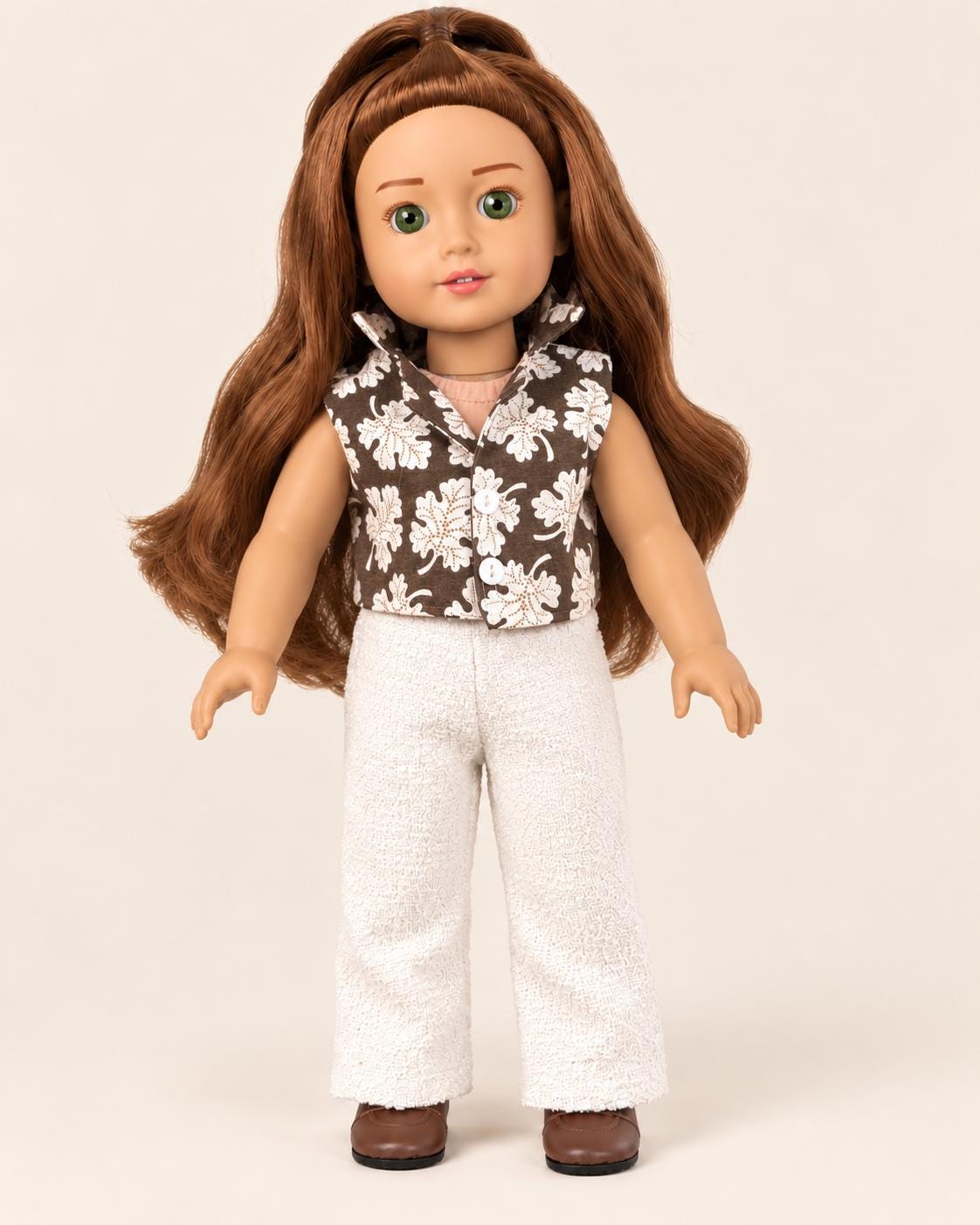 18 Inch Doll Outfit, Textured Knit Poncho Jacket and White Pants – The Juniper