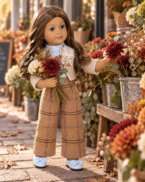 18 Inch Doll Outfit, Chevron Jacket and Plaid Wide-Leg Pants – The Verity