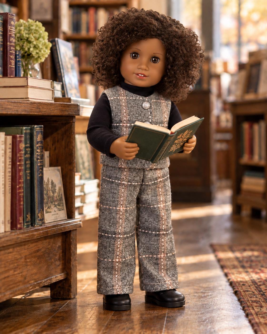 18 Inch Doll Outfit, Grey Plaid Tweed Vest and Trousers – The Brynn