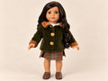 18 Inch Doll Outfit, Olive Velvet Coat and Plaid Skirt – The Rowan