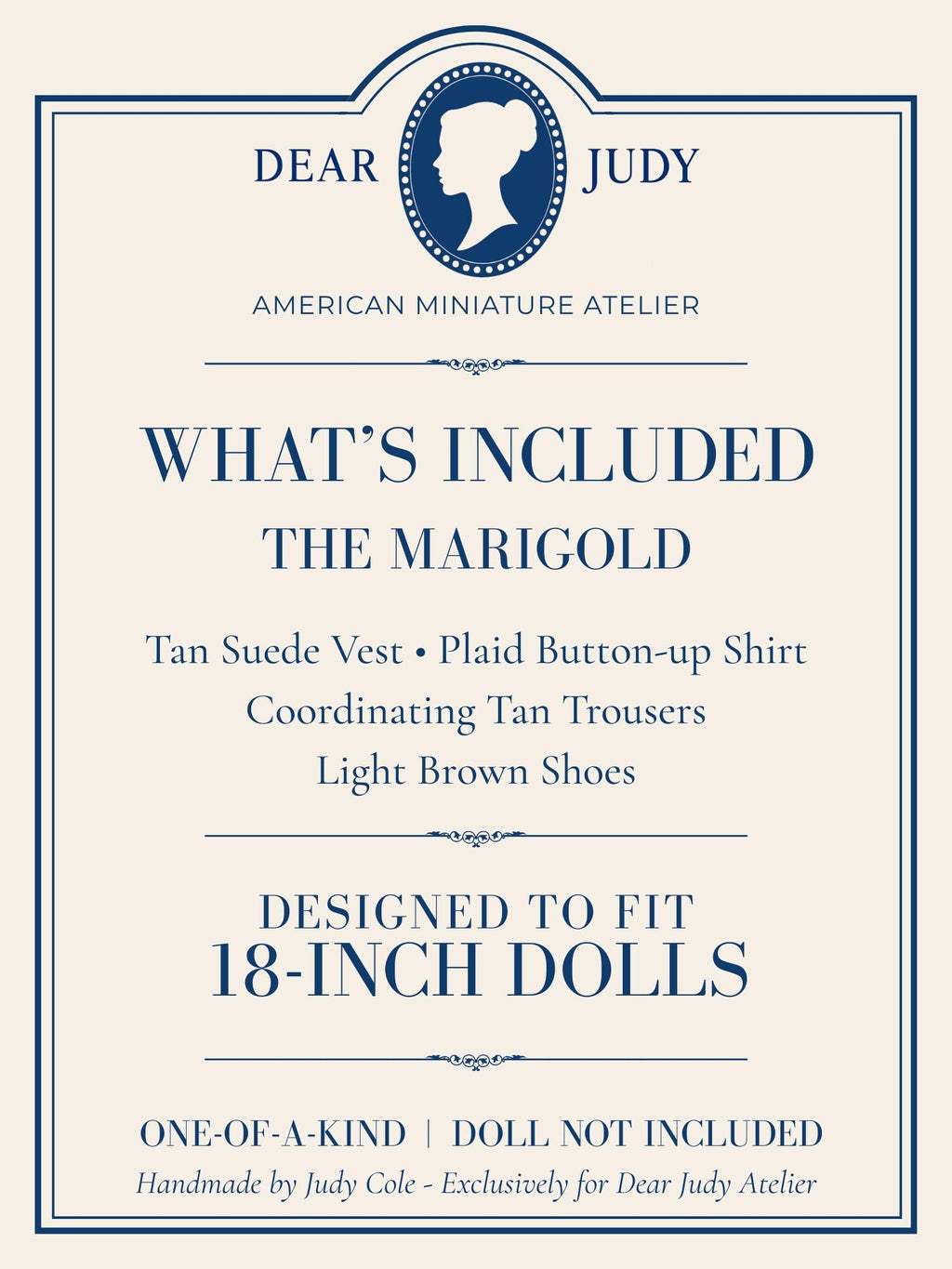 18 Inch Doll Outfit, Tan Suede Vest and Plaid Shirt – The Marigold
